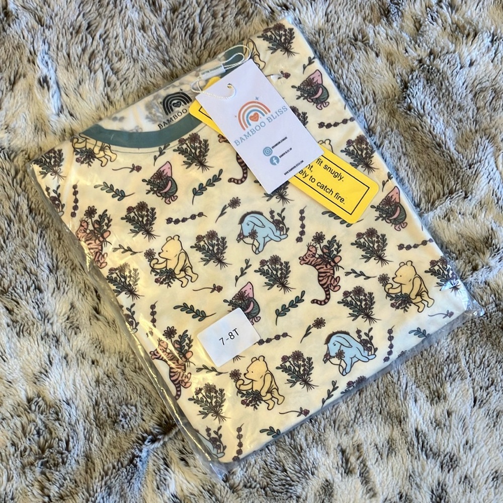 Bamboo Bliss Winnie the Pooh Print Pajama Set size 7/8 NWT